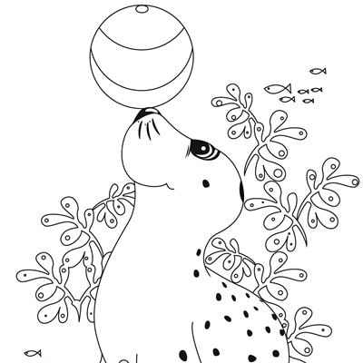 En maleside hvor BankNordiks maskot Vitus balancerer en bold på sin snude