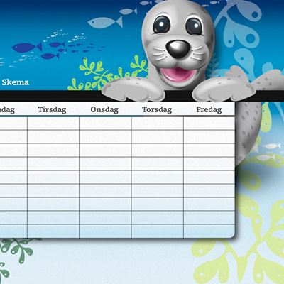 Et skoleskema med BankNordiks maskot Vitus
