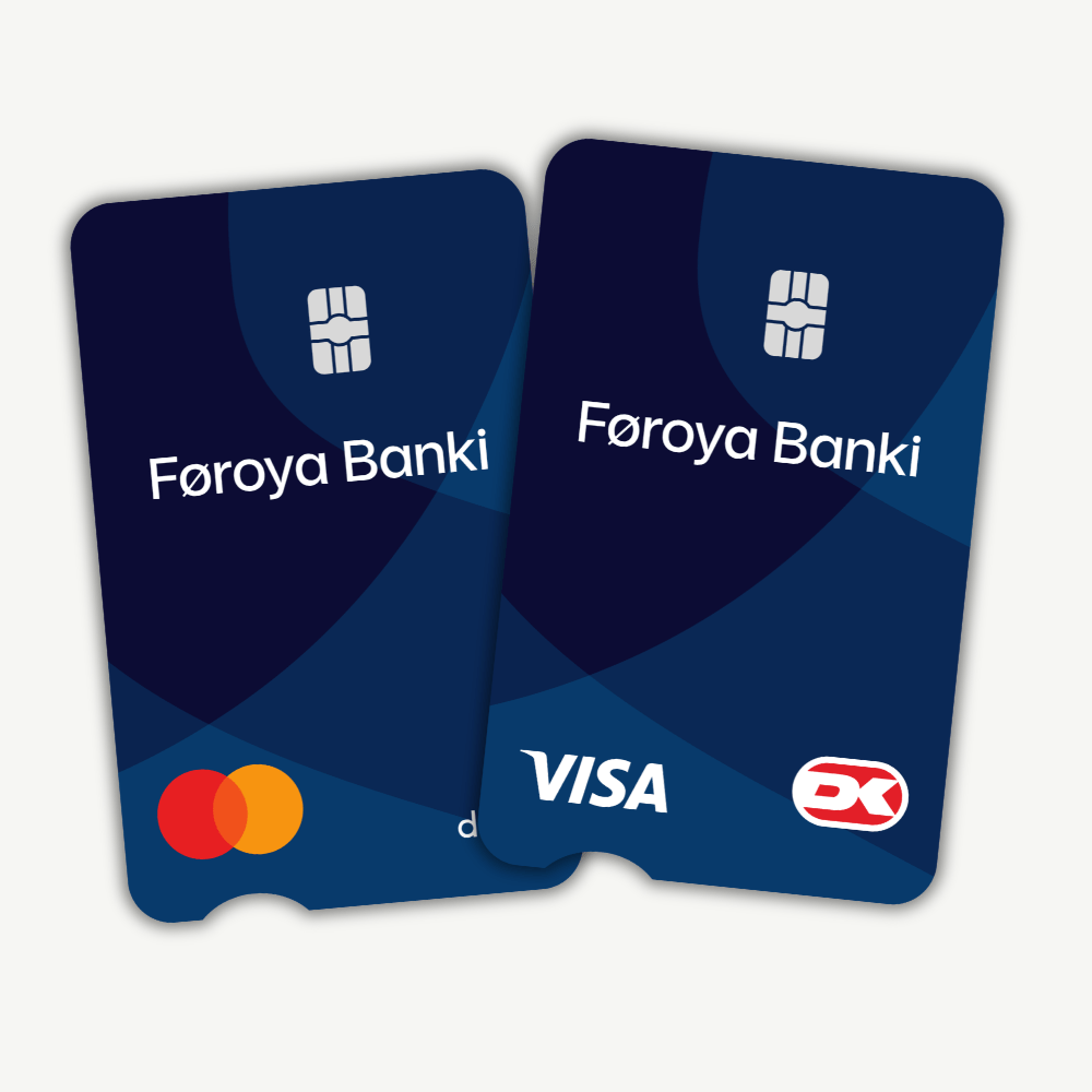 Tre forskellige Bank Nordik betalingskort. 